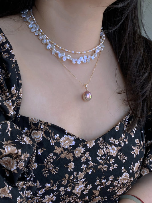 Blooming Flowers Layering Pearl Choker  Elegant Baroque Pearl Jewelry  Statement Pearl Necklace anniversary gift for her Bridesmaid Gift