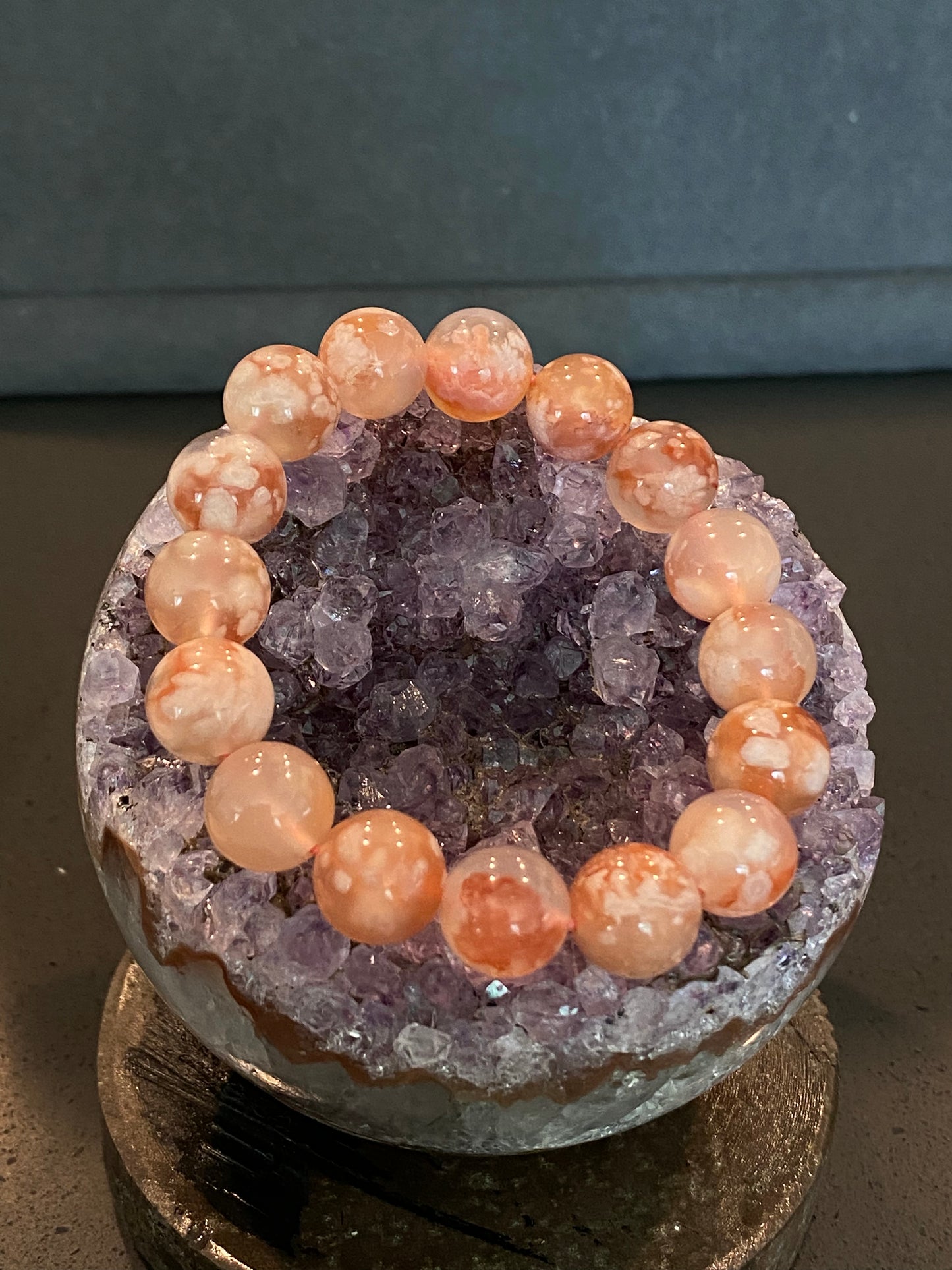 High end grade red tone clear clean flower agate smooth polish round cherry blossom agate,gift for her