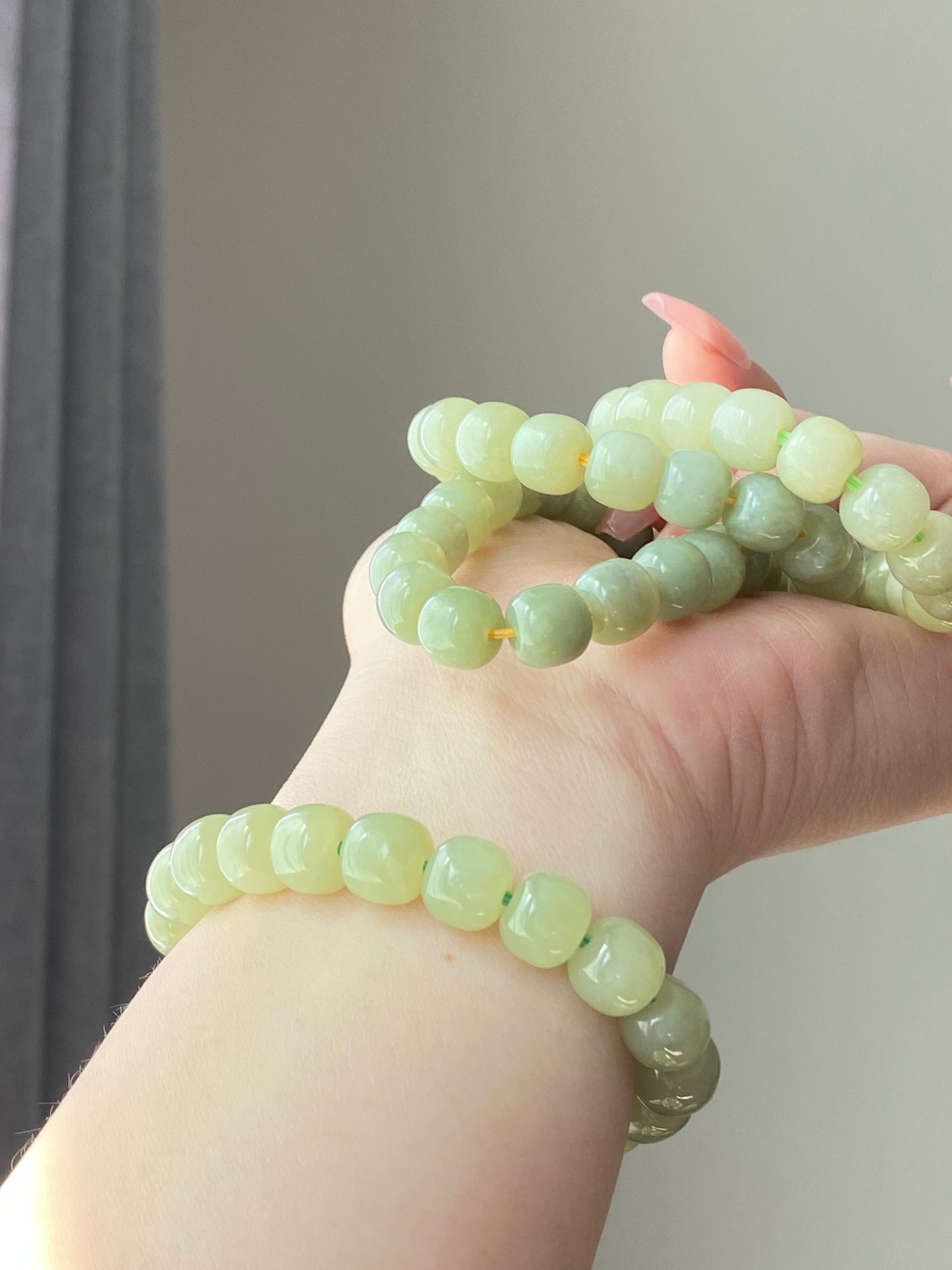 AAA  Natural light green Jade square bead handmade Bracelet Best lucky Gift for her,gift for Mom,meditation crystal bracelet gift for him