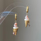 Ice Cream Pearl Drop Earrings Whimsical Gold Huggie Jewelry