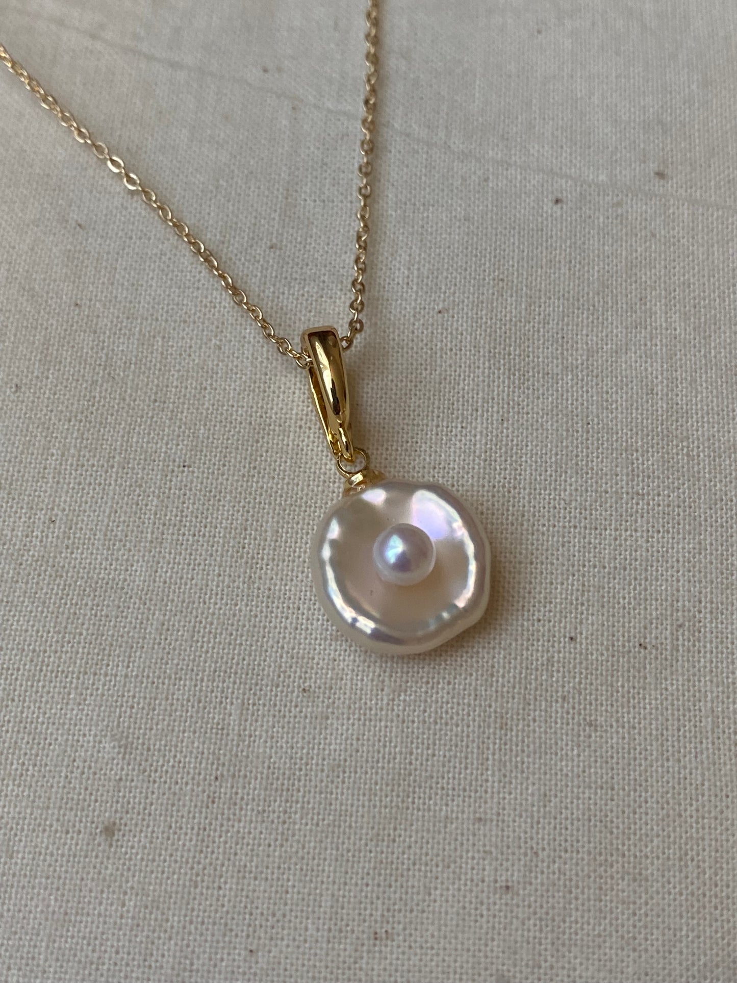 Unique Handmade Baroque Pearl Fried Egg Pendant – Removable Universal Charm for Necklace