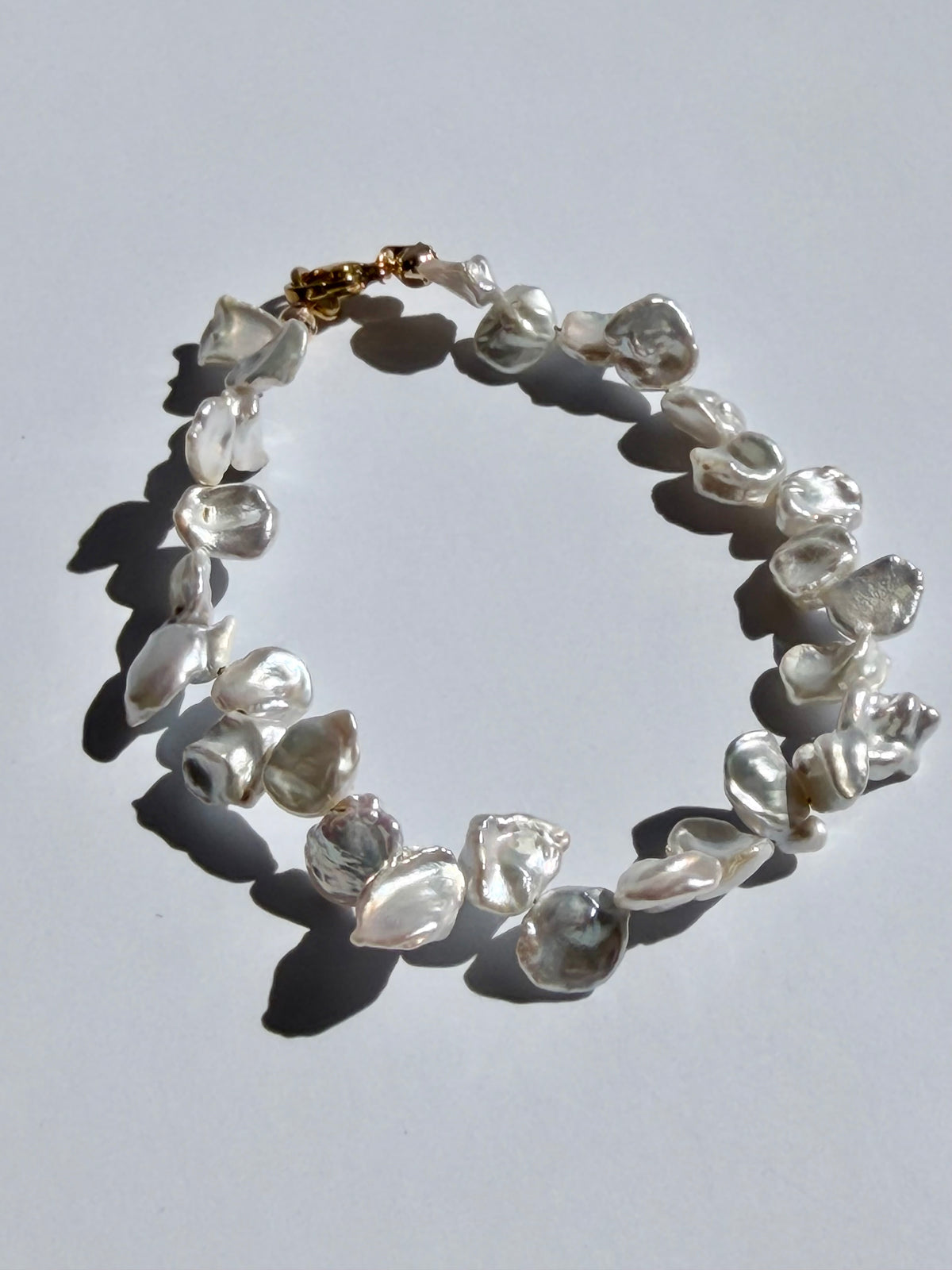 Blue Blood Petal Baroque Pearl Bracelet | Custom Length