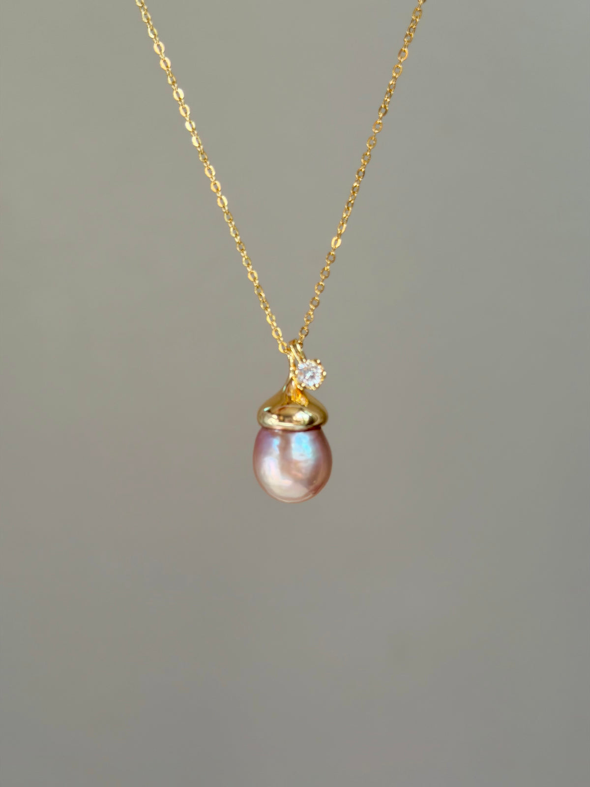 Acorn & Dewdrop Necklace | Luxury Baroque Pearl & Gold Jewelry