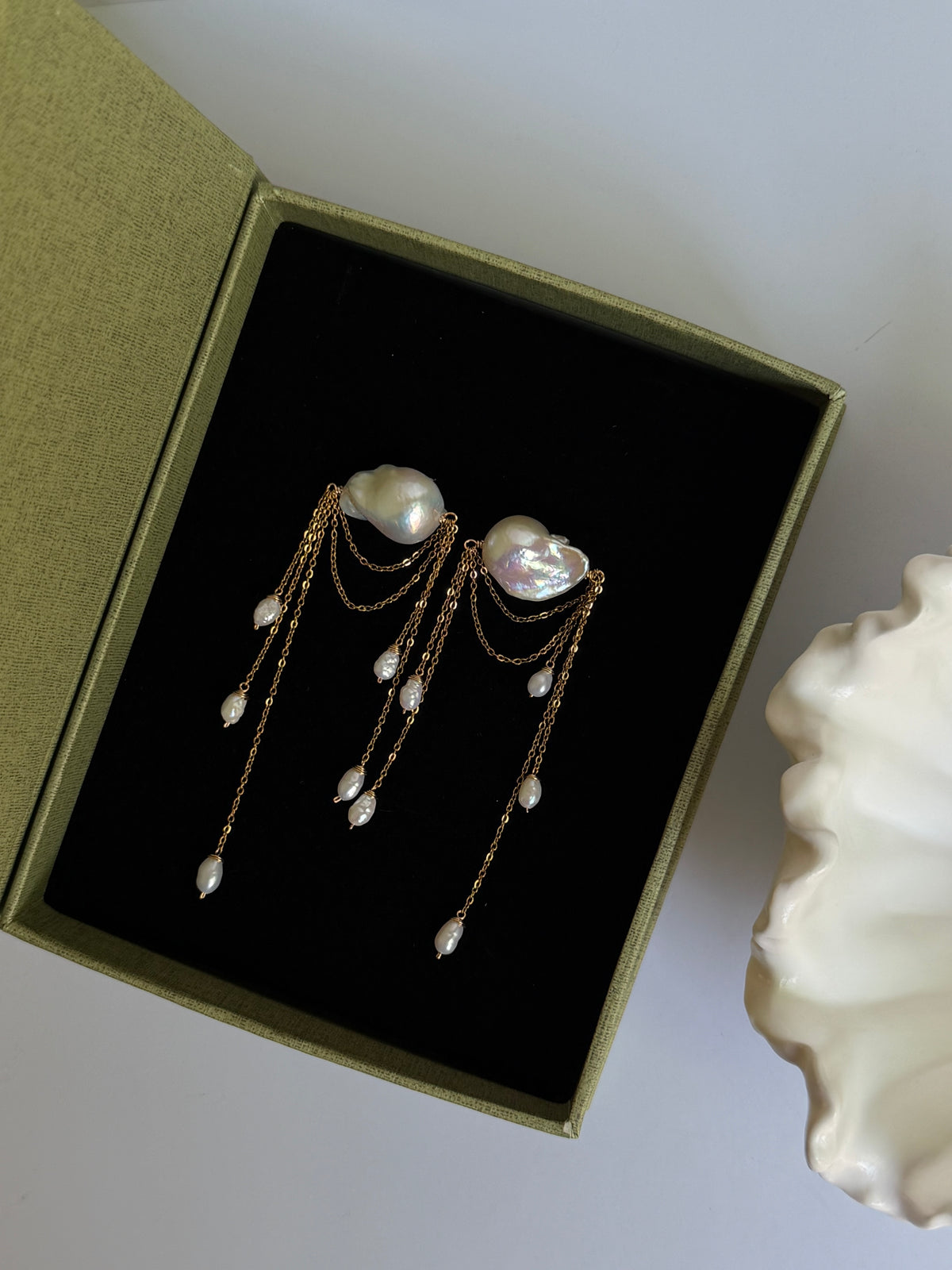 Ardelle Baroque Pearl Draped Chain Earrings