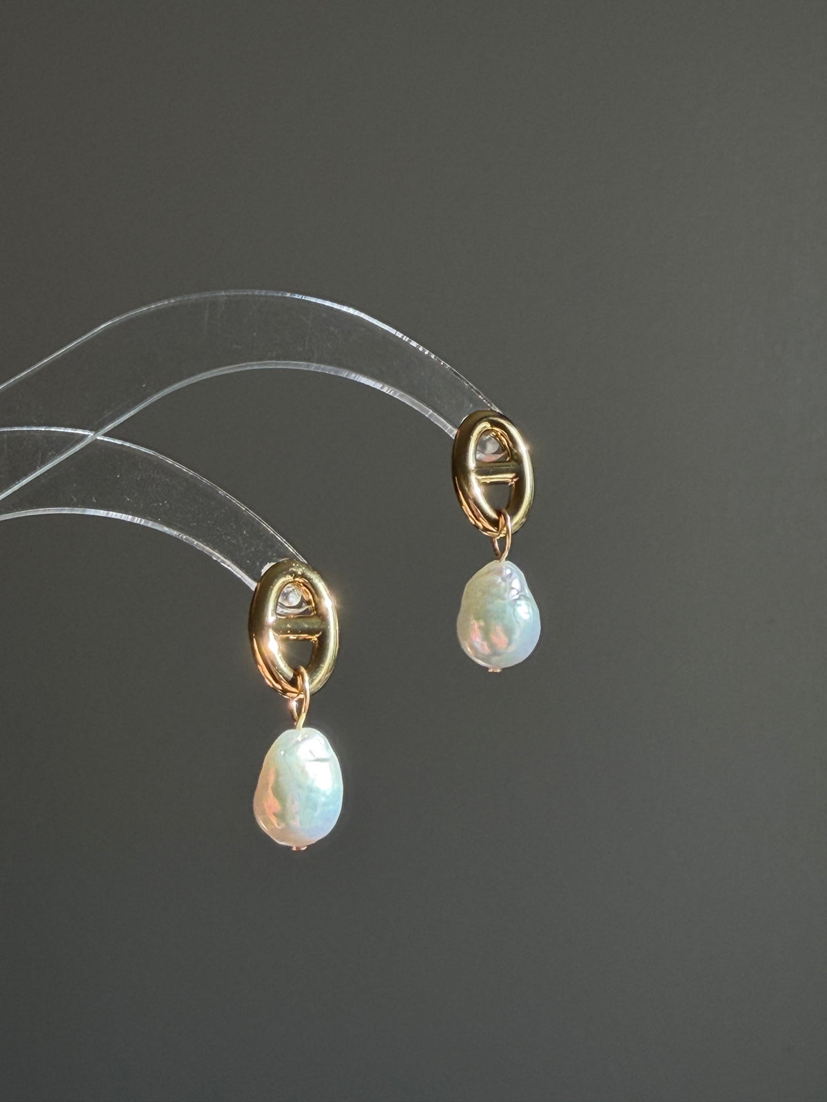 Maya Anchor Link Baroque Pearl Earrings