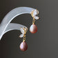 Handmade Dainty Pearl Gold Butterfly Freshwater Pearl Drop Stud Earrings, Bridal Jewelry, Elegant Pearl Earring Gift, Zircon Pearl Earrings