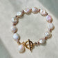 Luna Celestial  Baroque Coin Pearl  Bracelet with Toggle Clasp