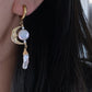 Sun Moon Baroque Pearl Asymmetrical Earrings Freshwater Pearl Earrings Celestial Jewelry Handmade Fairycore Bridesmaid Gift for Her