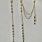 Extra Long Pearl Drop Earrings Asymmetric Gold Chain Dangles Earring