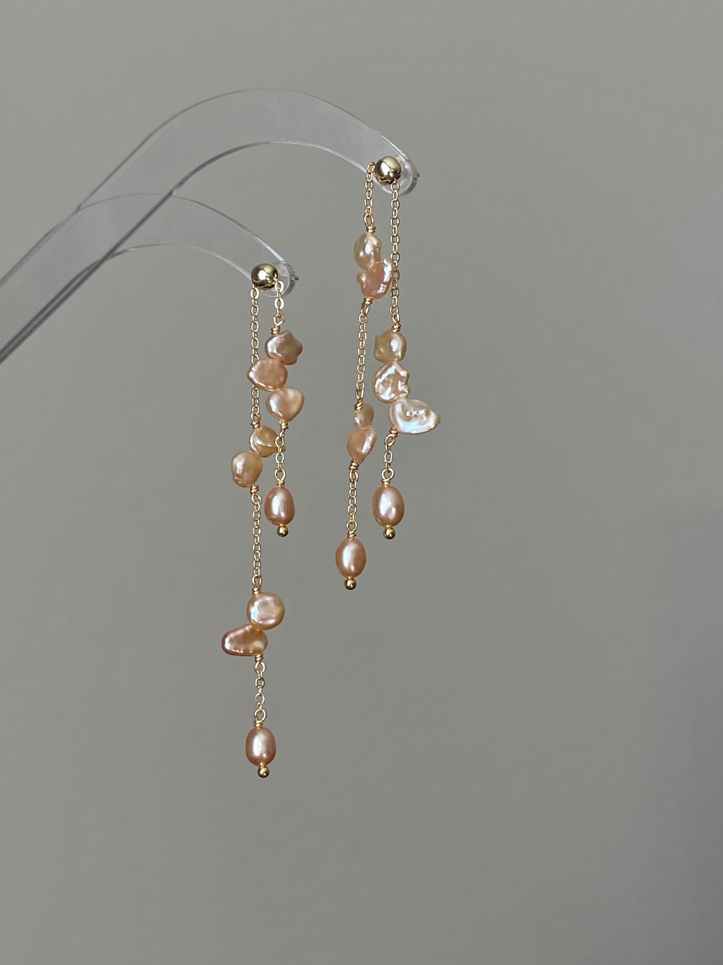 Handmade Baroque Petal Pearl Drop Earrings Adjustable Length Tassel Earrings Inspired by Wisteria Dainty romance Bridesmaid Gift for her