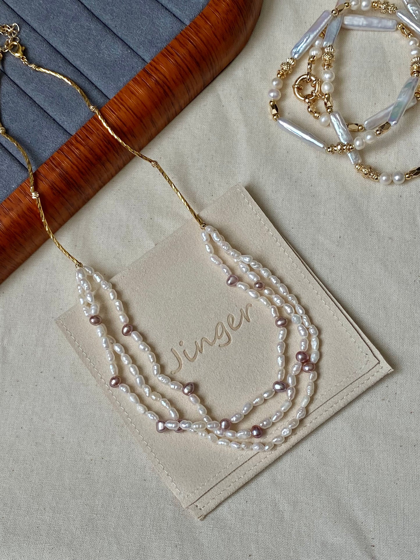 Baroque Multi-Layer Pearl Necklace Mixed Color Freshwater Pearl Layered Choker Necklace Handmade Elegant Bridesmaid Gift for Her