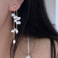 Handmade Baroque Petal Pearl Drop Earrings Adjustable Length Tassel Earrings Inspired by Wisteria Dainty romance Bridesmaid Gift for her