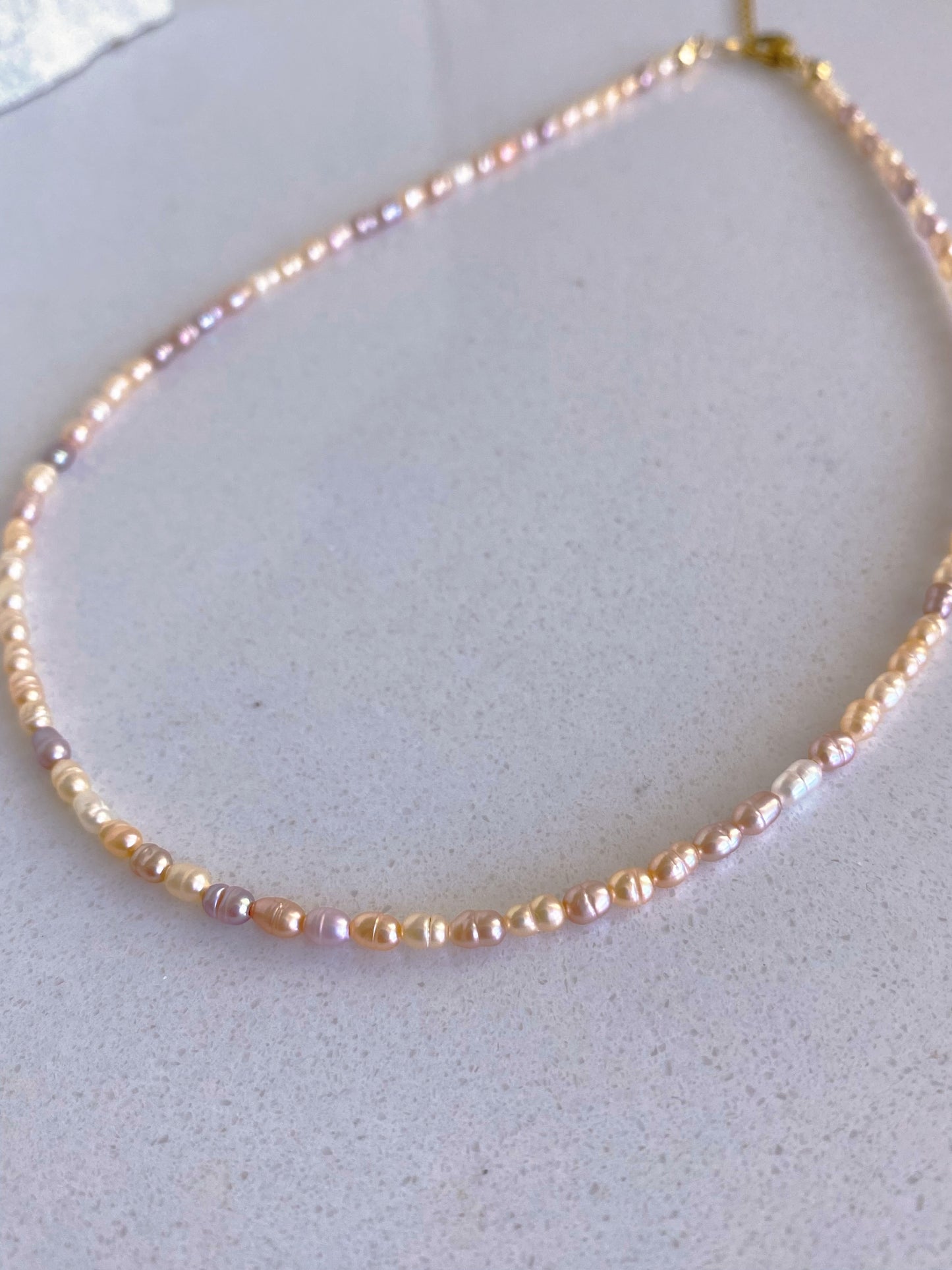 Natural Rice pearl 2-3mm Minimalist Maillard Color Rice Pearl chocker Necklace