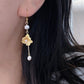Floral Inspired Morning Glory Pearl Earrings – Freshwater Pearl Drop Earrings with Gold Floral Design Romance pearl jewelry