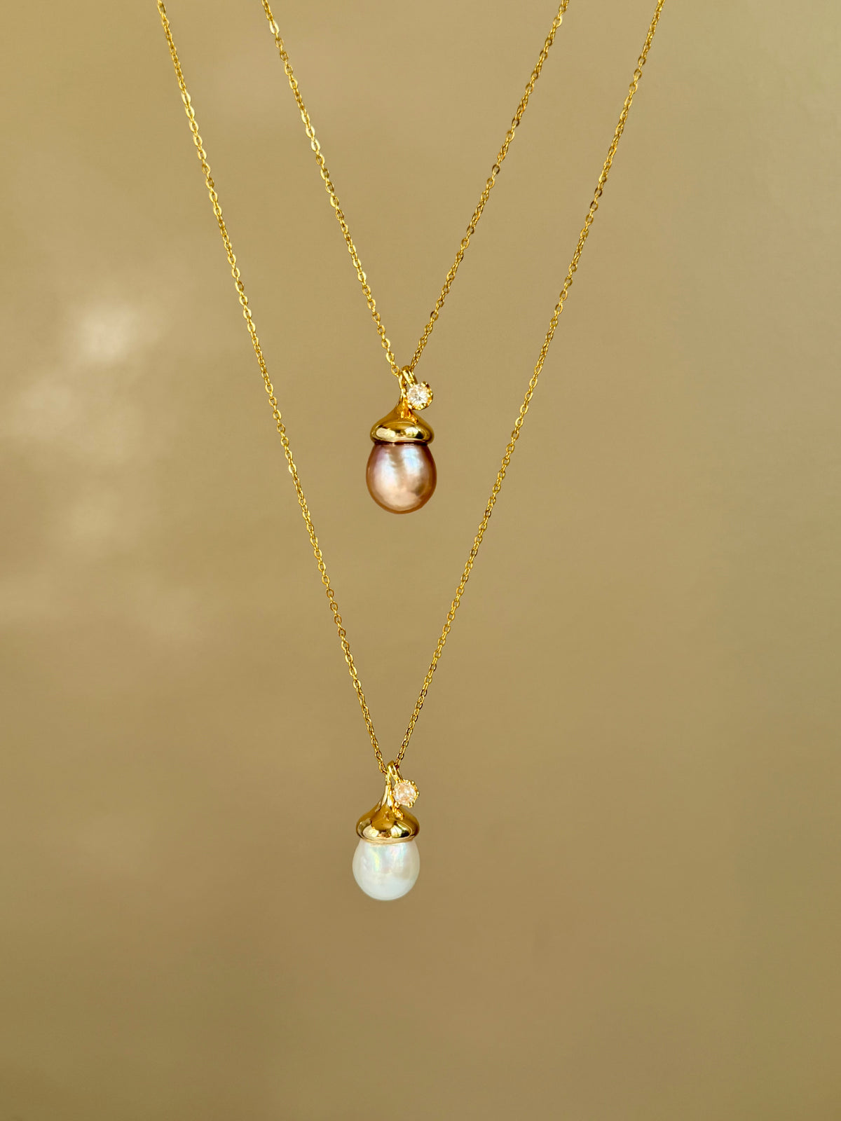 Acorn & Dewdrop Necklace | Luxury Baroque Pearl & Gold Jewelry