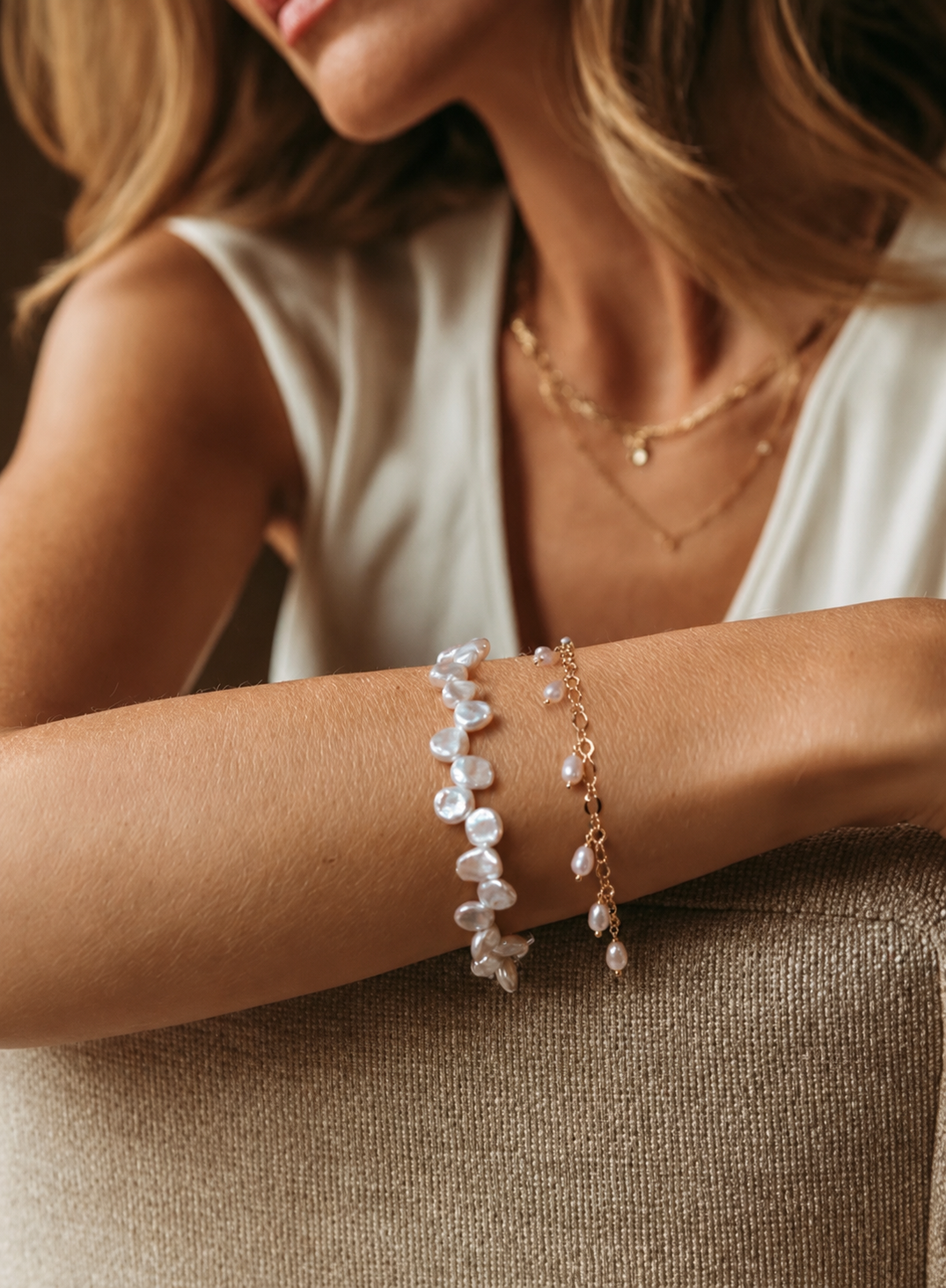 Blue Blood Petal Baroque Pearl Bracelet | Custom Length