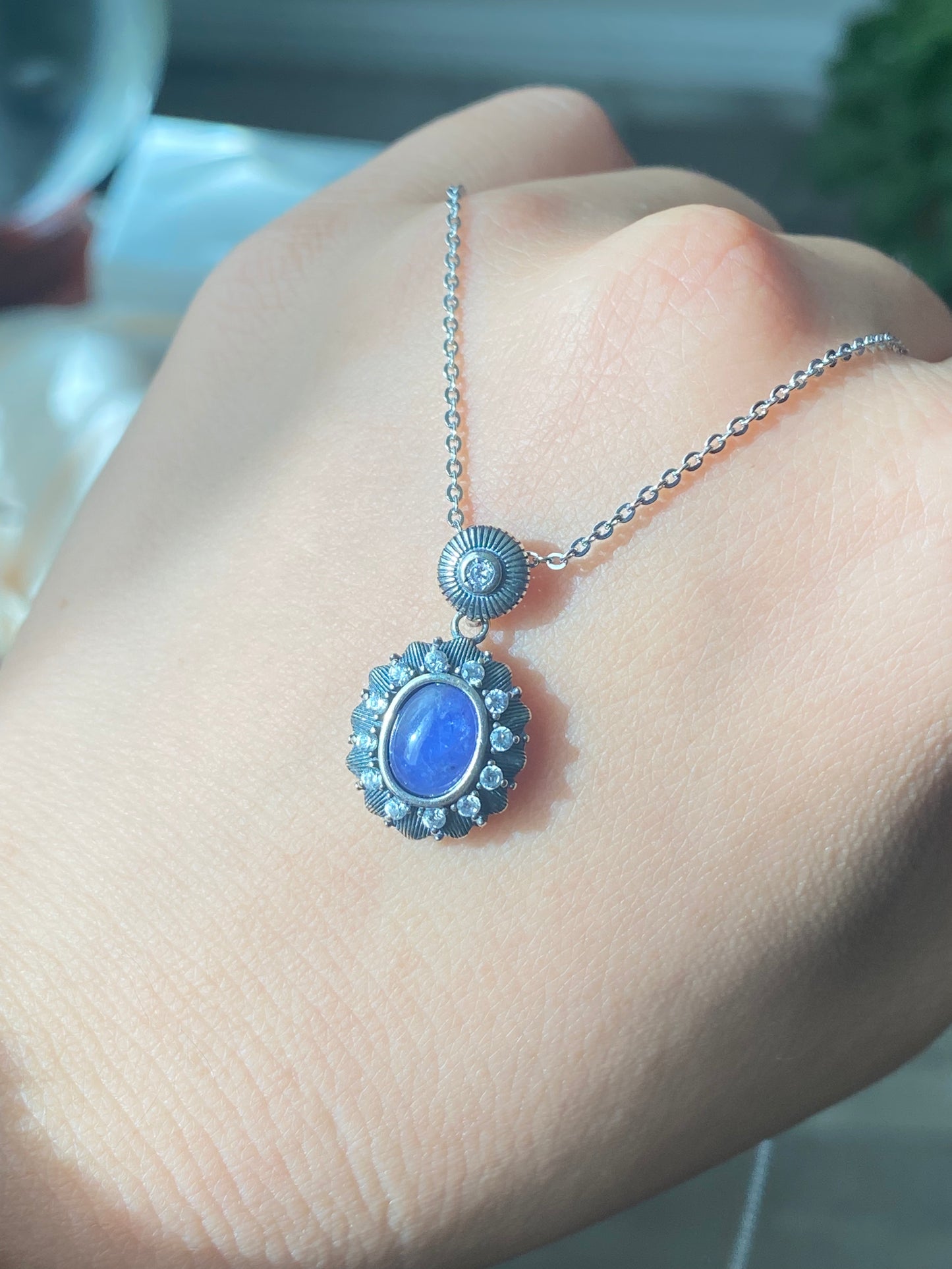 Elegant Natural Tanzanite and Sterling Silver Pendant Necklace - Timeless Luxury Accessory
