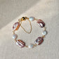 Mauve Rectangular & Coin Freshwater Pearls, Magnetic Clasp Bracelet