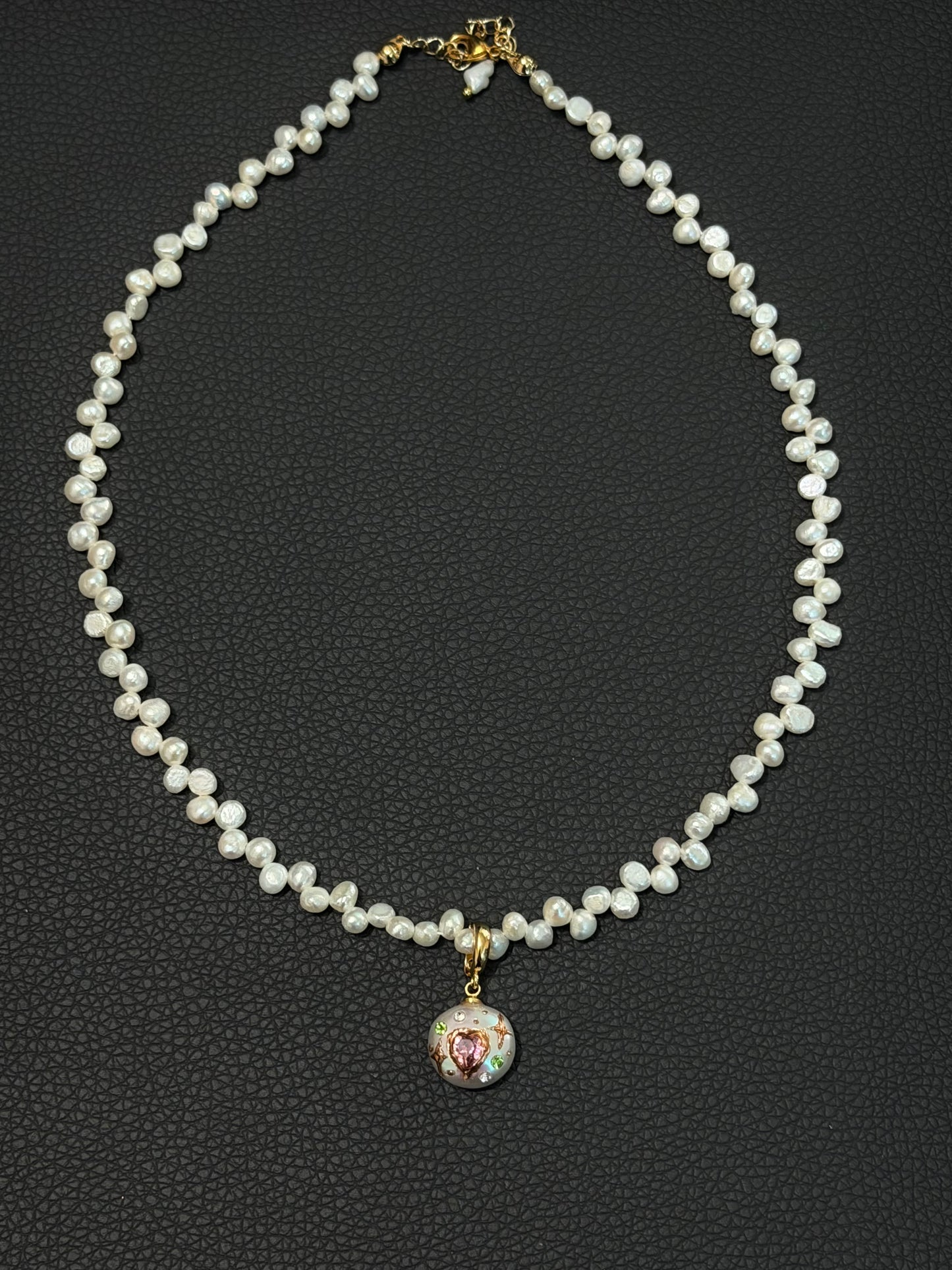 Baroque Pearl Heart Pendant Necklace Fairycore Coquette Jewelry