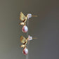 Gold Hummingbird Pearl Drop Earrings Nature Inspired Jewelry