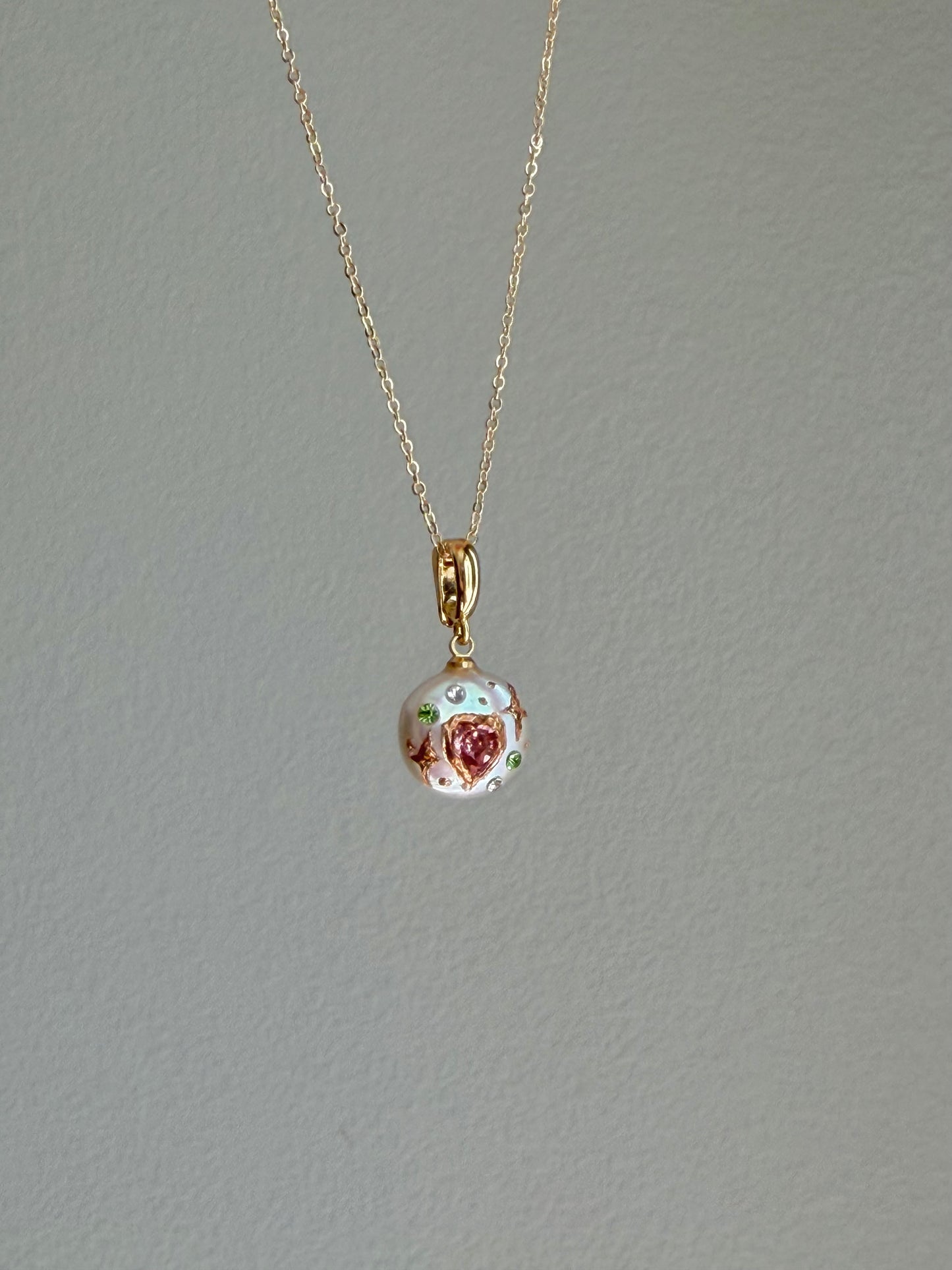 Baroque Pearl Heart Pendant Necklace Fairycore Coquette Jewelry