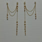 Extra Long Pearl Drop Earrings Asymmetric Gold Chain Dangles Earring
