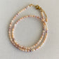 Natural Rice pearl 2-3mm Minimalist Maillard Color Rice Pearl chocker Necklace