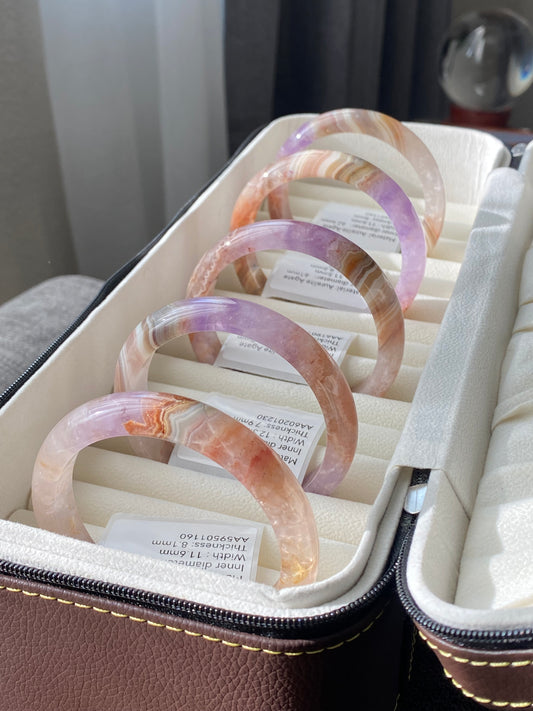 Natural Auralite Agate Bangle Bracelet | Energy Healing Crystal Bracelet- Elegant Gradient gemstone gift for her multi-color bangle