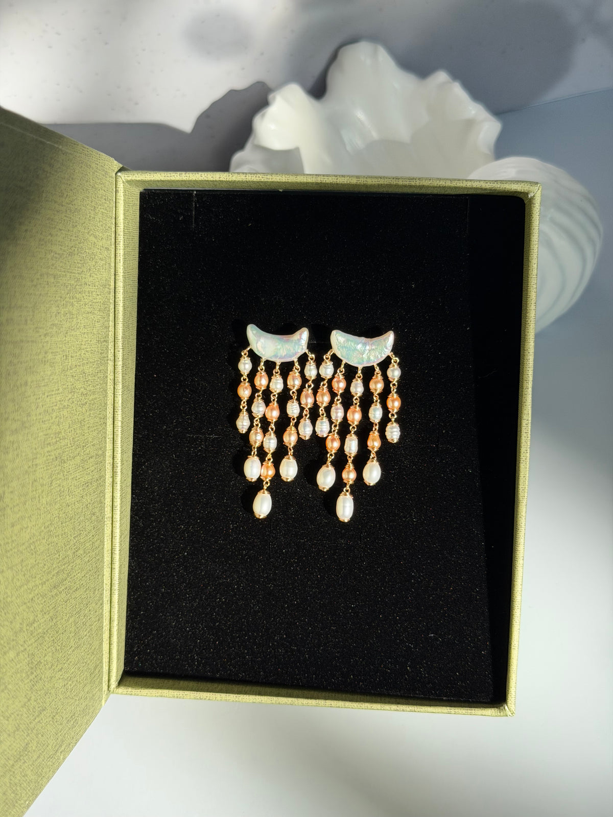 MOONLIT VEIL Freshwater baroque Pearl Chandelier Earrings