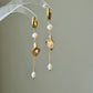 Gold Floral Calla Lily Pearl Tassel Dangle  Earrings  Wedding Bridal Jewelry  Elegant Statement Gift