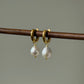 White Baroque Pearl Hoop Earrings Simple Elegant Drop Jewelry