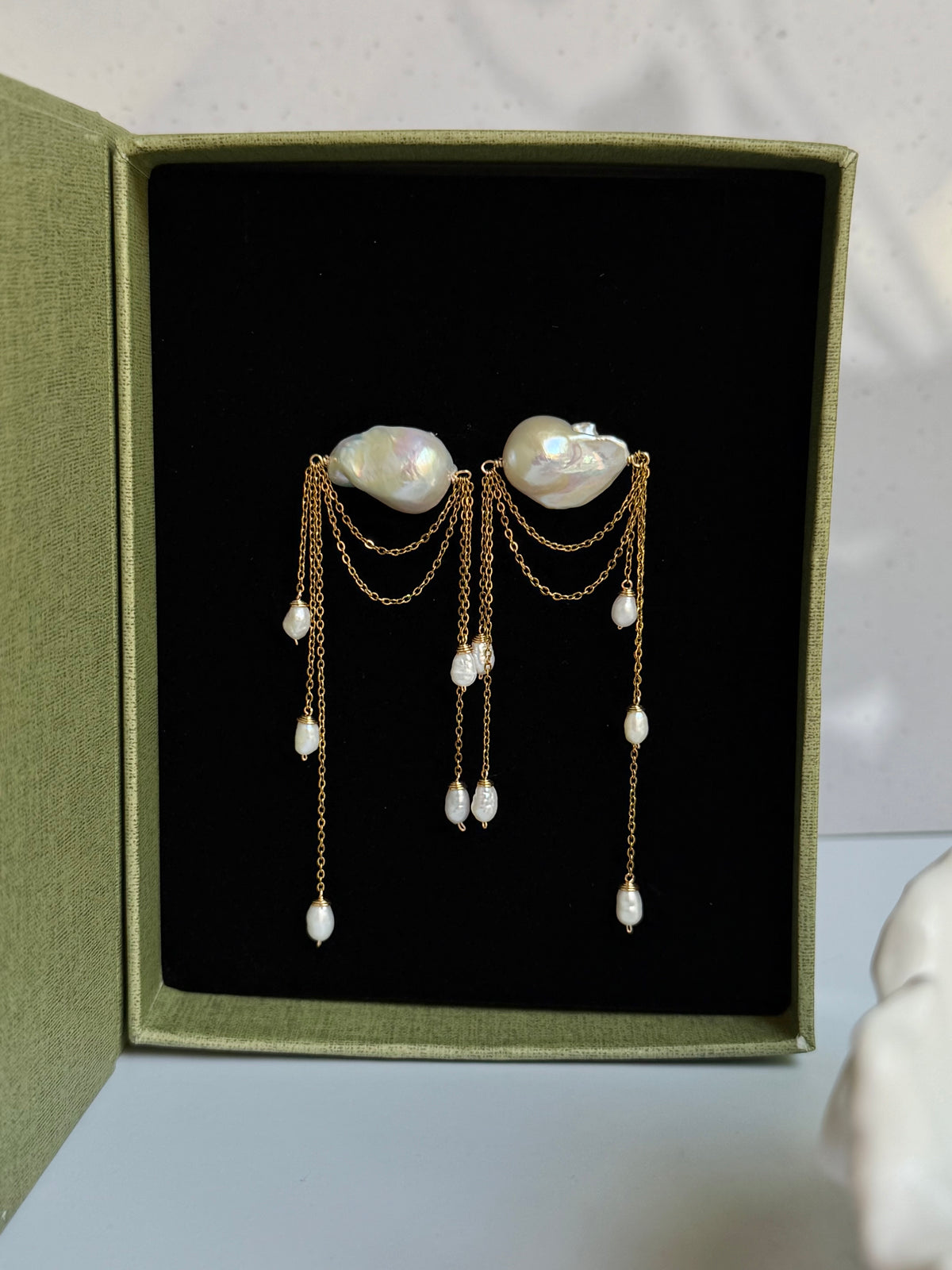 Ardelle Baroque Pearl Draped Chain Earrings