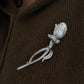 Natural freshwater pearl fireball baroque pearl rose shape brooch/pin-gift for her,rare gift,anniversary gift