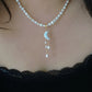 Celestial Cloud  Moon Light Baroque Pearl Necklace Pendant Dangling Earrings