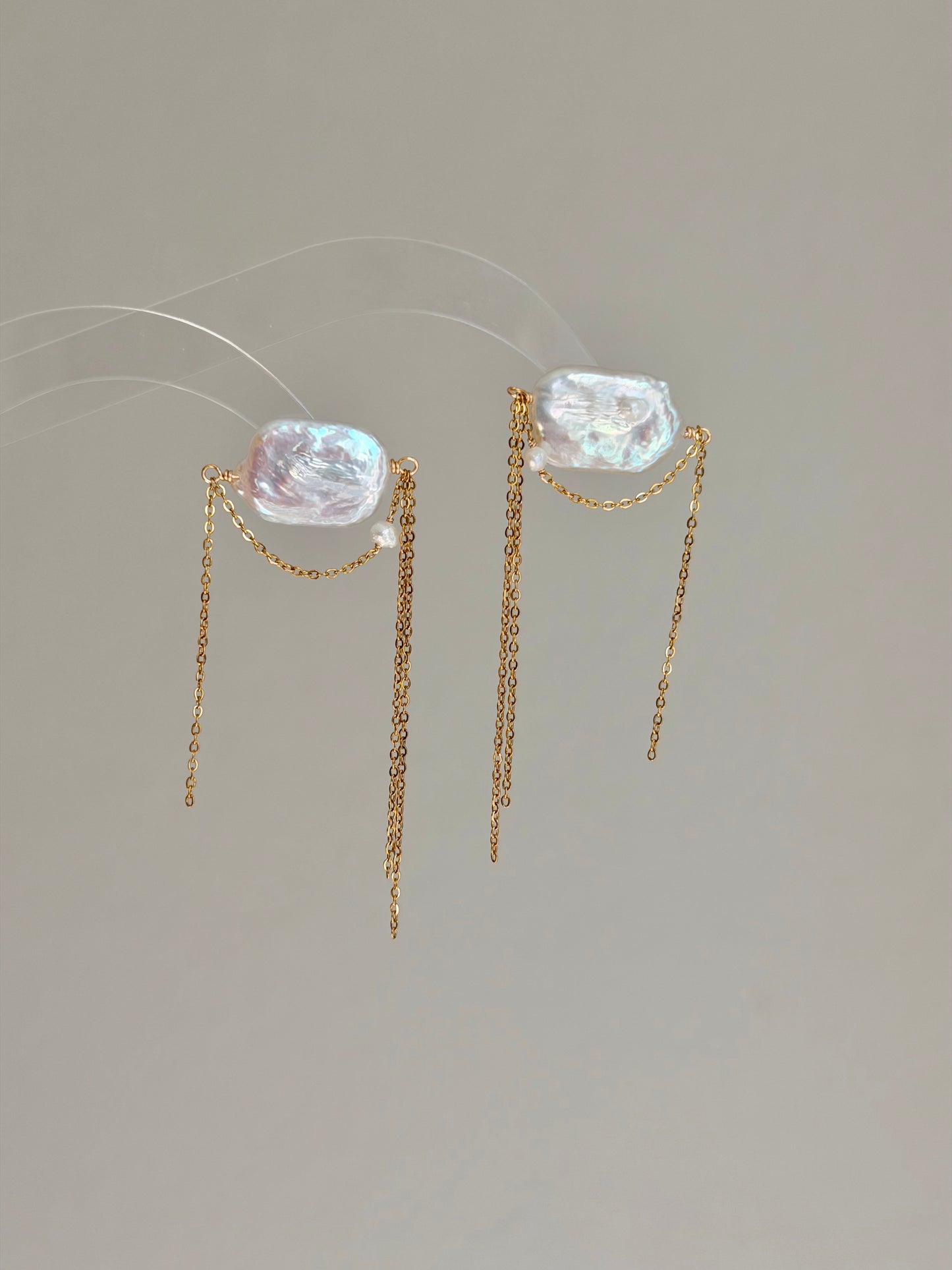 ASTRAEA Baroque Rectangle Pearl Tassel Earrings