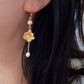 Floral Inspired Morning Glory Pearl Earrings – Freshwater Pearl Drop Earrings with Gold Floral Design Romance pearl jewelry