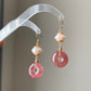 Handmade Vintage Strawberry Quartz Baroque Pearl Earrings 14K Gold Wire Wrapped Dangle Elegant Daily Earrings Bridesmaid Gift for her