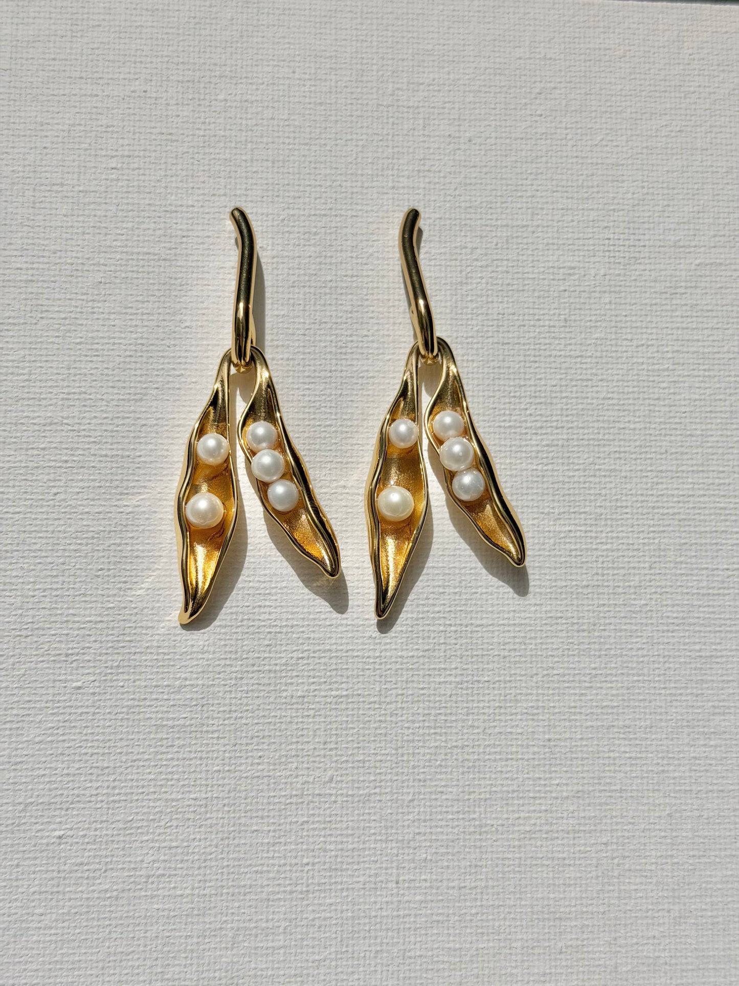 Botanical Pearl Pea Pod Earrings Garden Inspired Jewelry for Her
