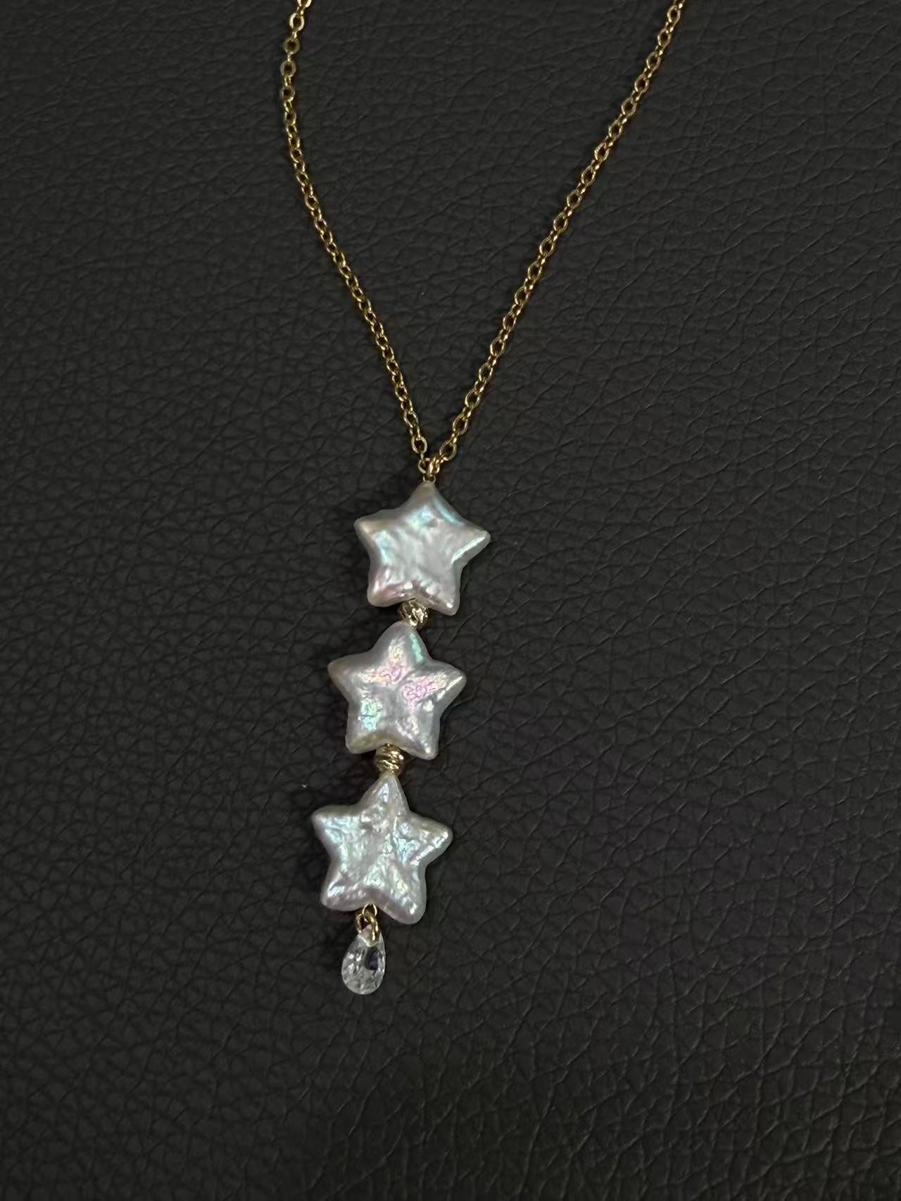 Baroque Star Pearl Necklace Celestial Dainty Choker Jewelry