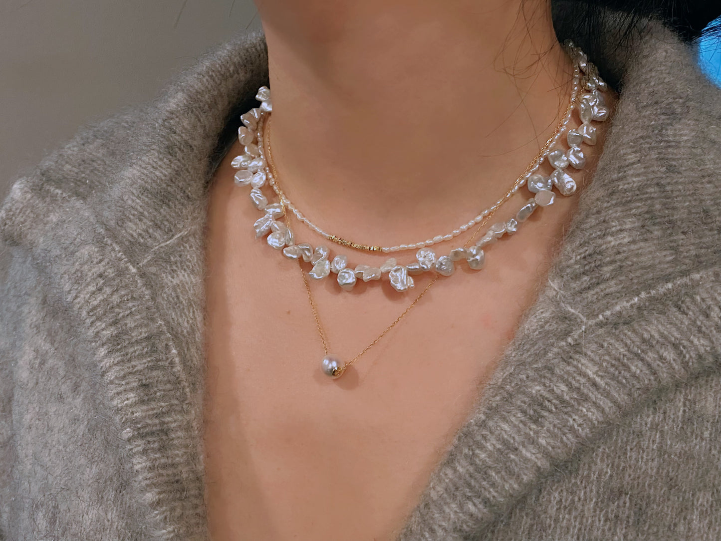 Blooming Flowers Layering Pearl Choker  Elegant Baroque Pearl Jewelry  Statement Pearl Necklace anniversary gift for her Bridesmaid Gift