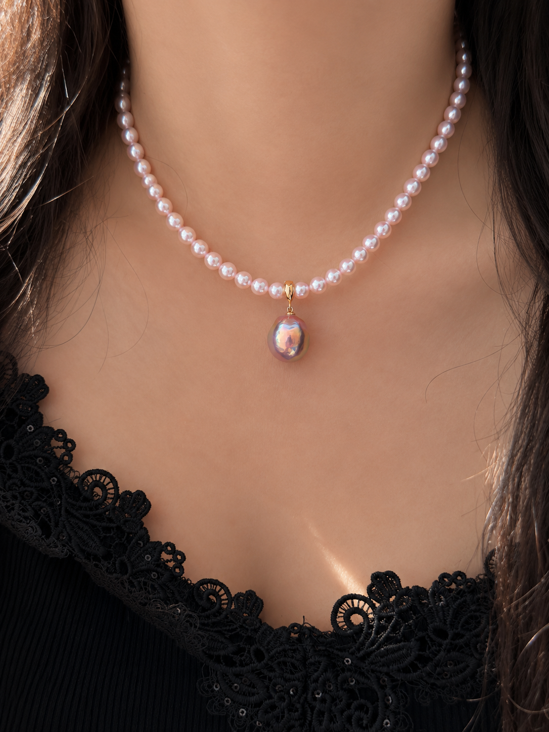 Sakura Pink Freshwater Pearl Necklace | Dainty Minimalist Pearl Choker Necklace