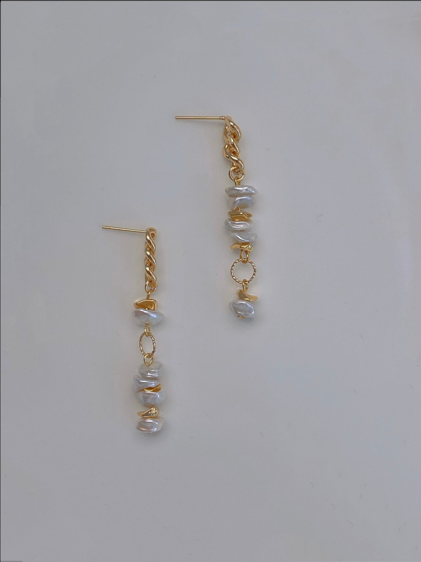 Petal Pearl Statement Earrings – Asymmetrical Baroque Design