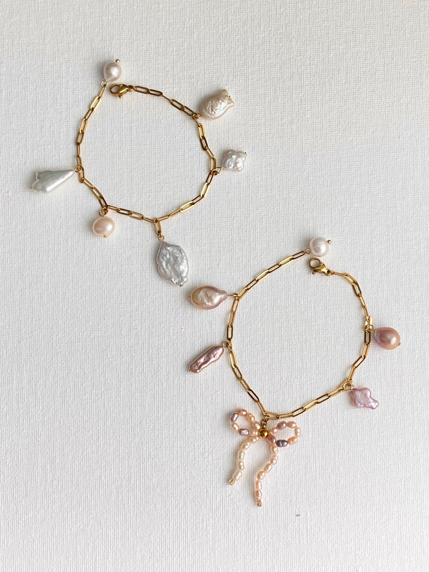 Build your Own Custom Pearl Charm Bracelet Personalized Jewelry | Tarnish-Free Gold