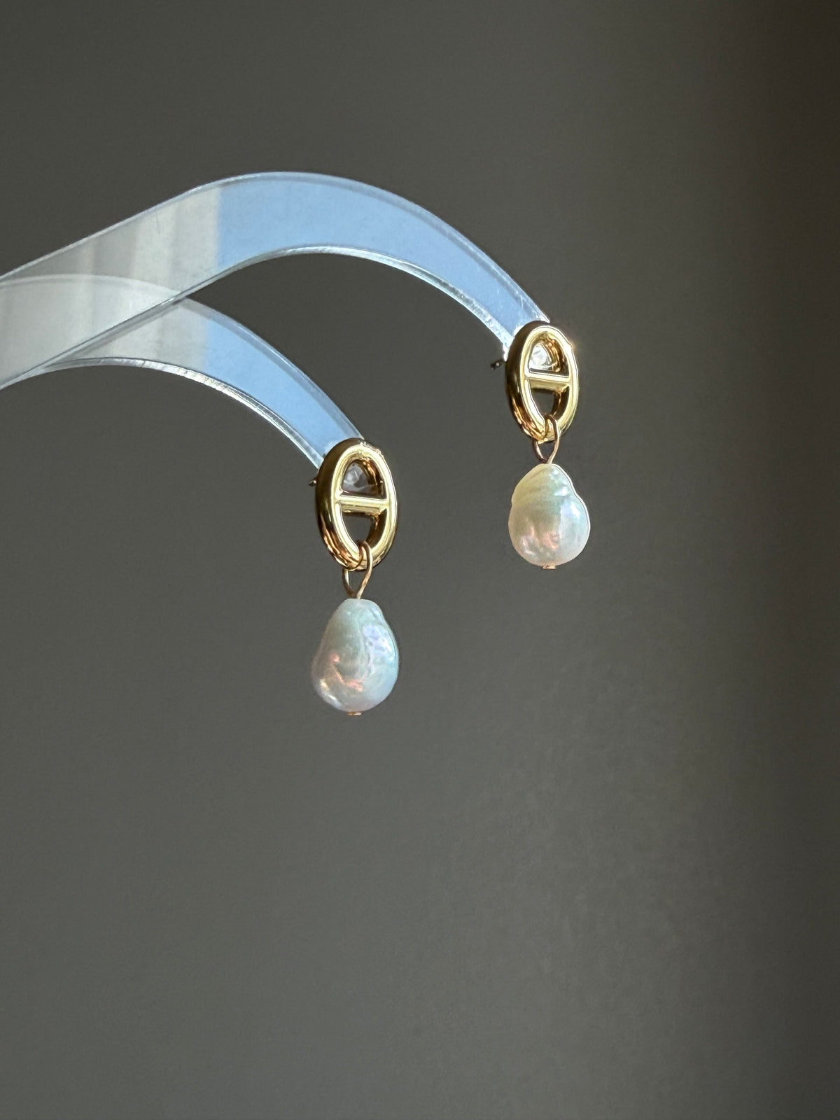 Maya Anchor Link Baroque Pearl Earrings