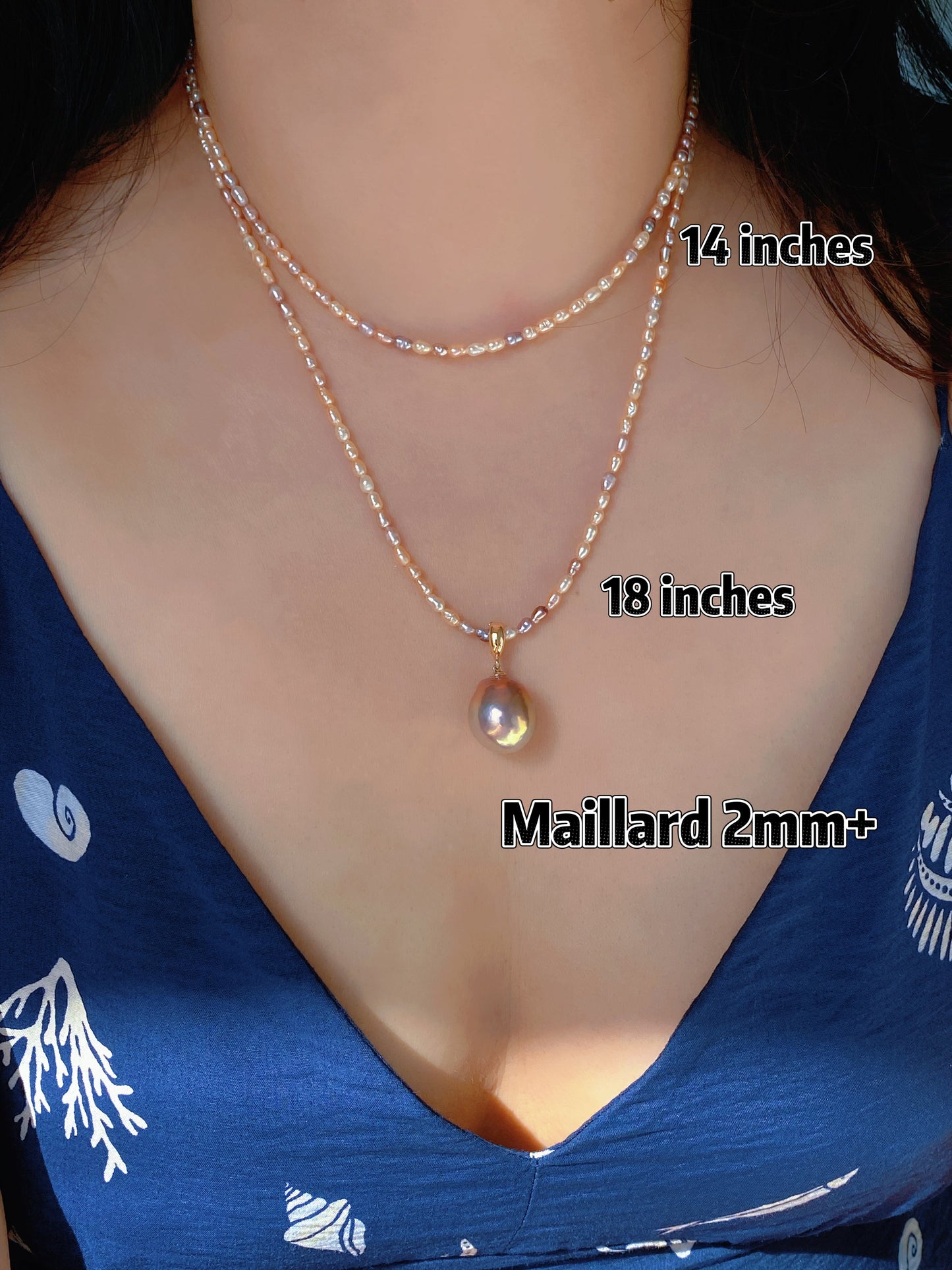 Natural Rice pearl 2-3mm Minimalist Maillard Color Rice Pearl chocker Necklace