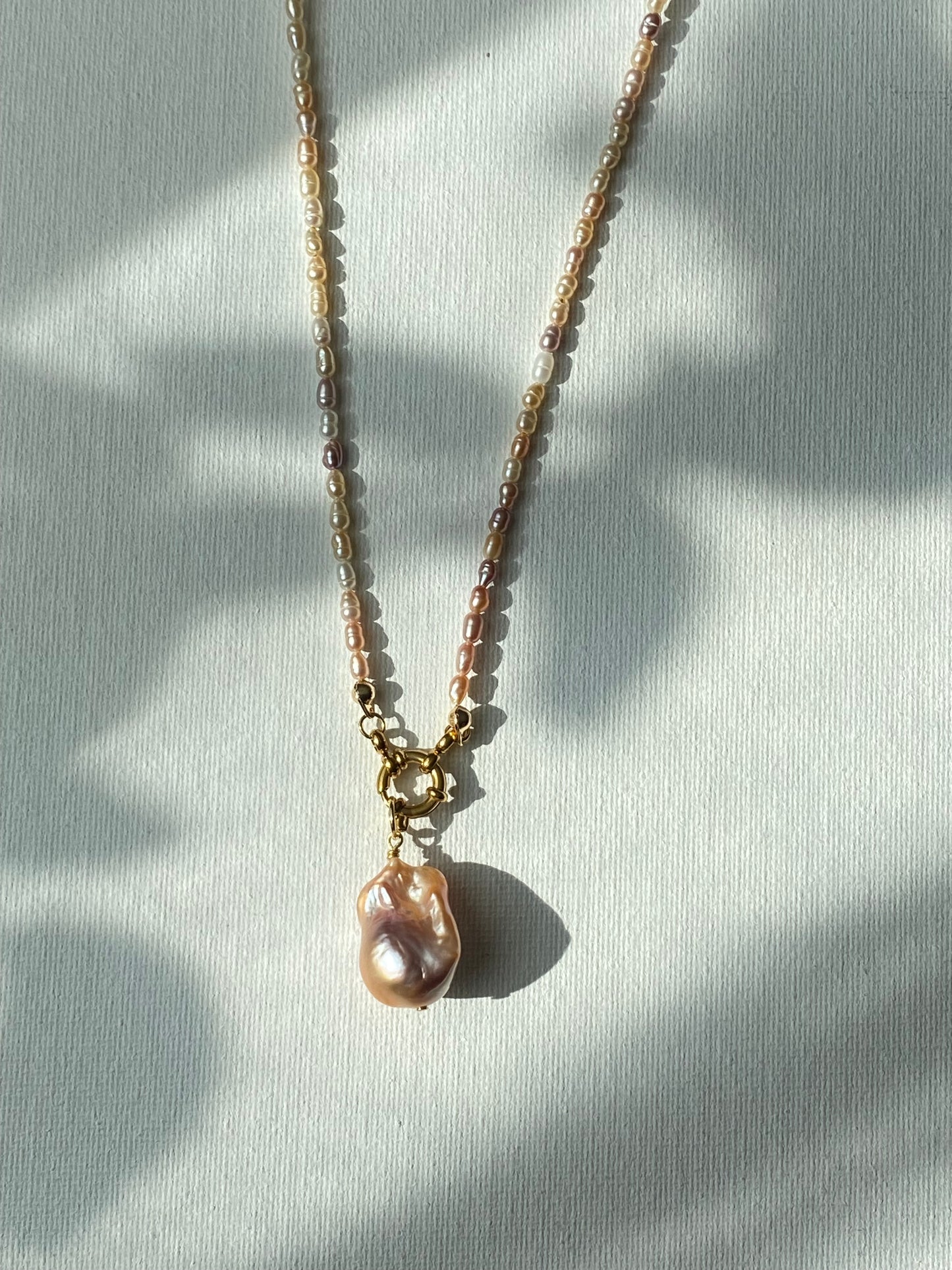 28 inches Long Pearl Sweater Bead Simple Necklace | quadruple Wrap Bracelet | Custom Length Removable Baroque Pendant  elegant Necklace