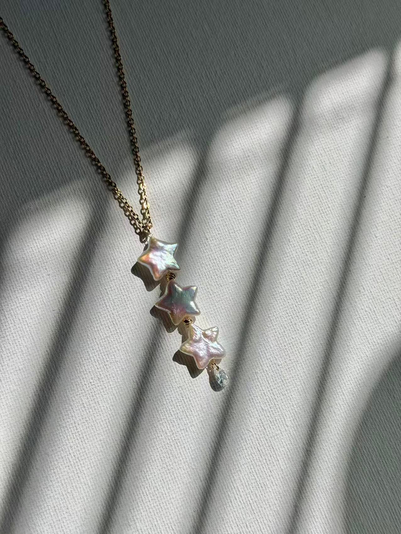 Baroque Star Pearl Necklace Celestial Dainty Choker Jewelry