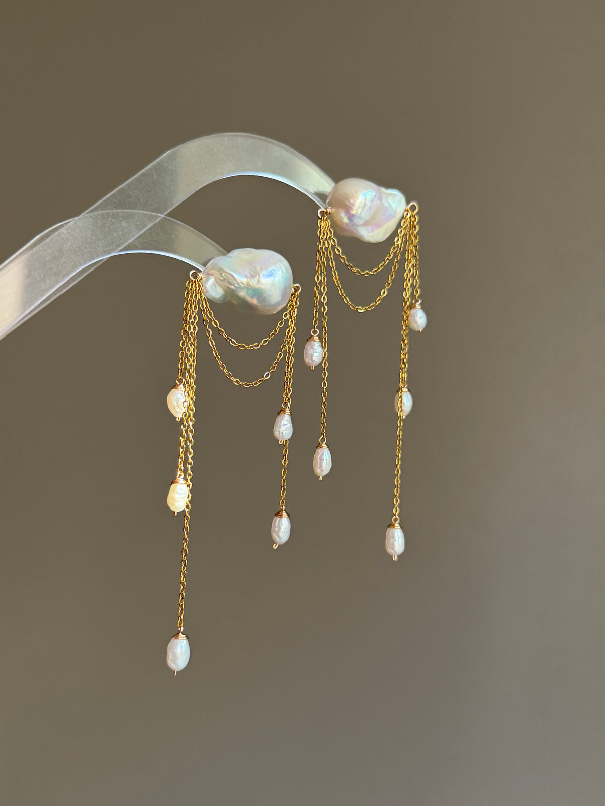 Ardelle Baroque Pearl Draped Chain Earrings