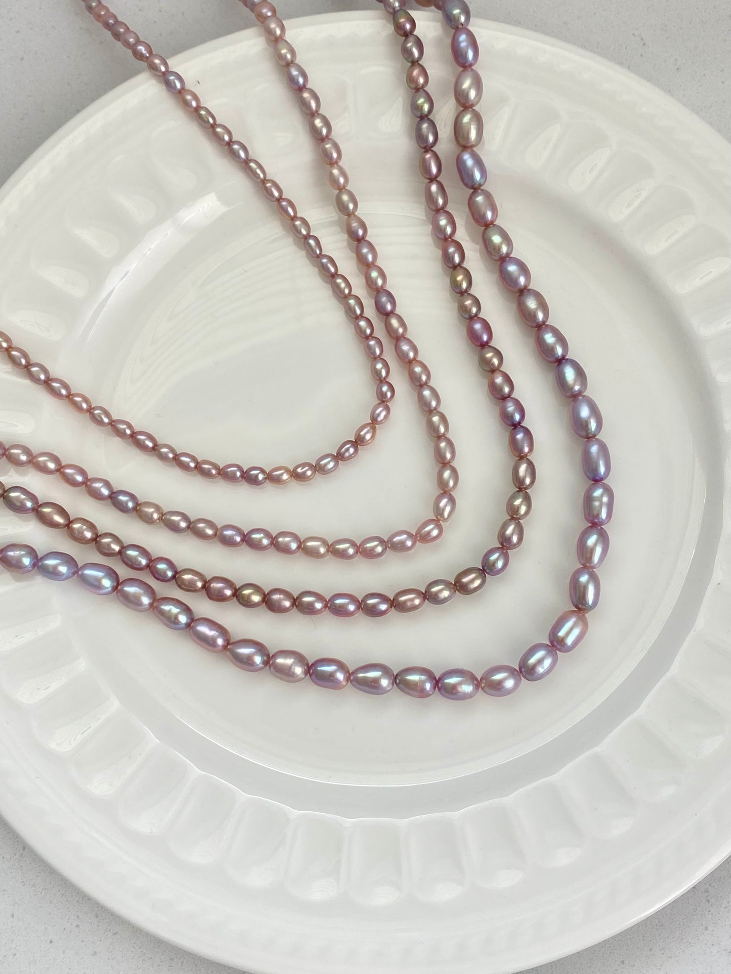 Purple Rice Pearl Wedding Necklace - High Luster Freshwater Pearls | Custom Bridal Jewelry - Jinger Crafting