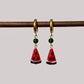 Baroque Pearl Watermelon Hoop Earrings Fruit Summer Jewelry